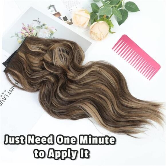 Halo Hair Extensions 20 Inch Brown with Golden Highlight - Picture 6 of 6